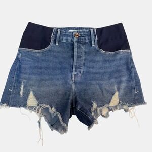 Good American Distressed High Rise Denim Shorts Size 2/26 Blue
